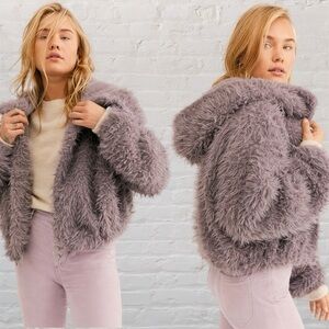 Free People Women’s Zuri Parka by FP One Shaggy Lavender Crop Jacket In Size S
